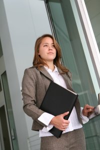 Businesswoman leaving training session